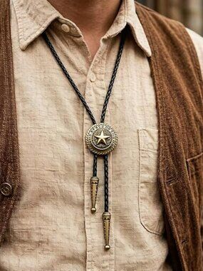 NEW Western Cowboy Texas Lone Star State Leather Bolo Tie for Cowboy or Cowgirl